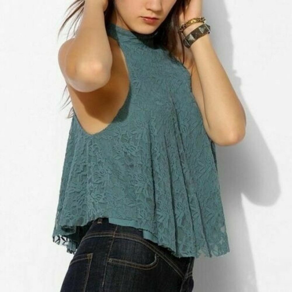 Urban Outfitters Kimchi Blue Lacey Love High Neck Tank Top